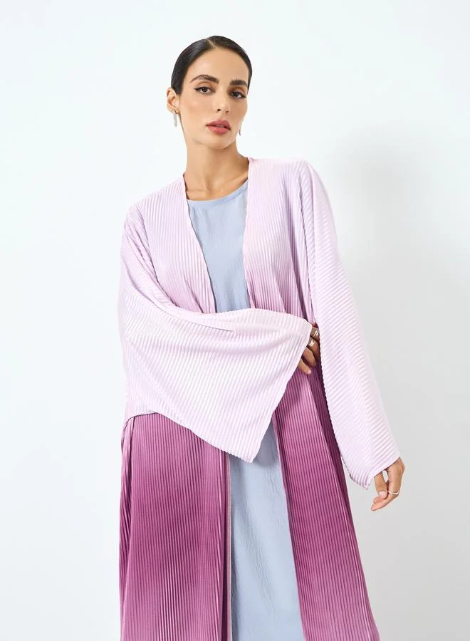 تايك تو عباية بنسيج بارز وتصميم أومبريه وأكمام واسعة